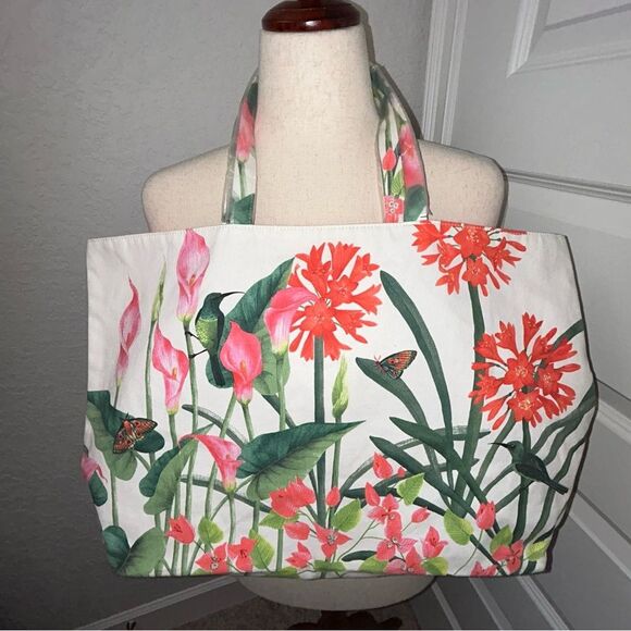 New, Estee Lauder Calla Lily Hummingbird Butterfly Tote Bag - Picture 1 of 3